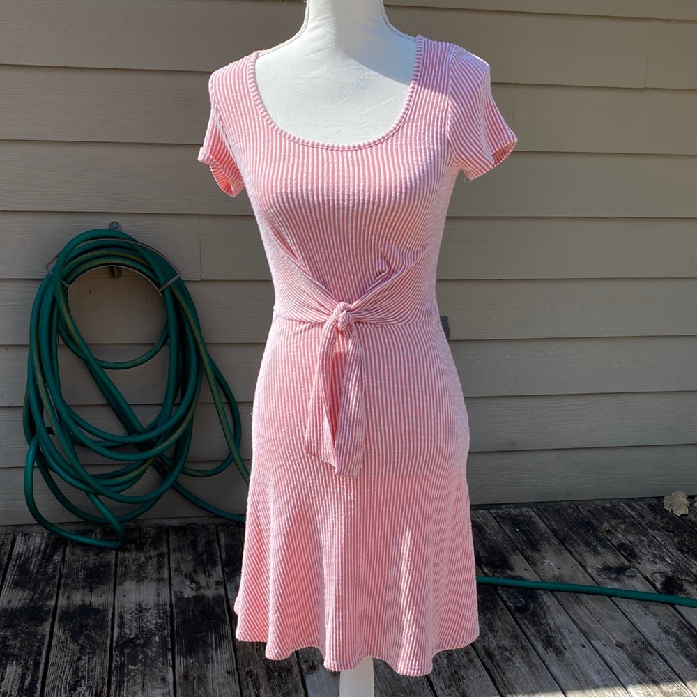 4/$20 Salmon and white striped dress